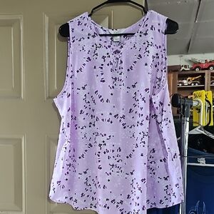 Christopher & Banks Purple Patterned Sleeveless Blouse